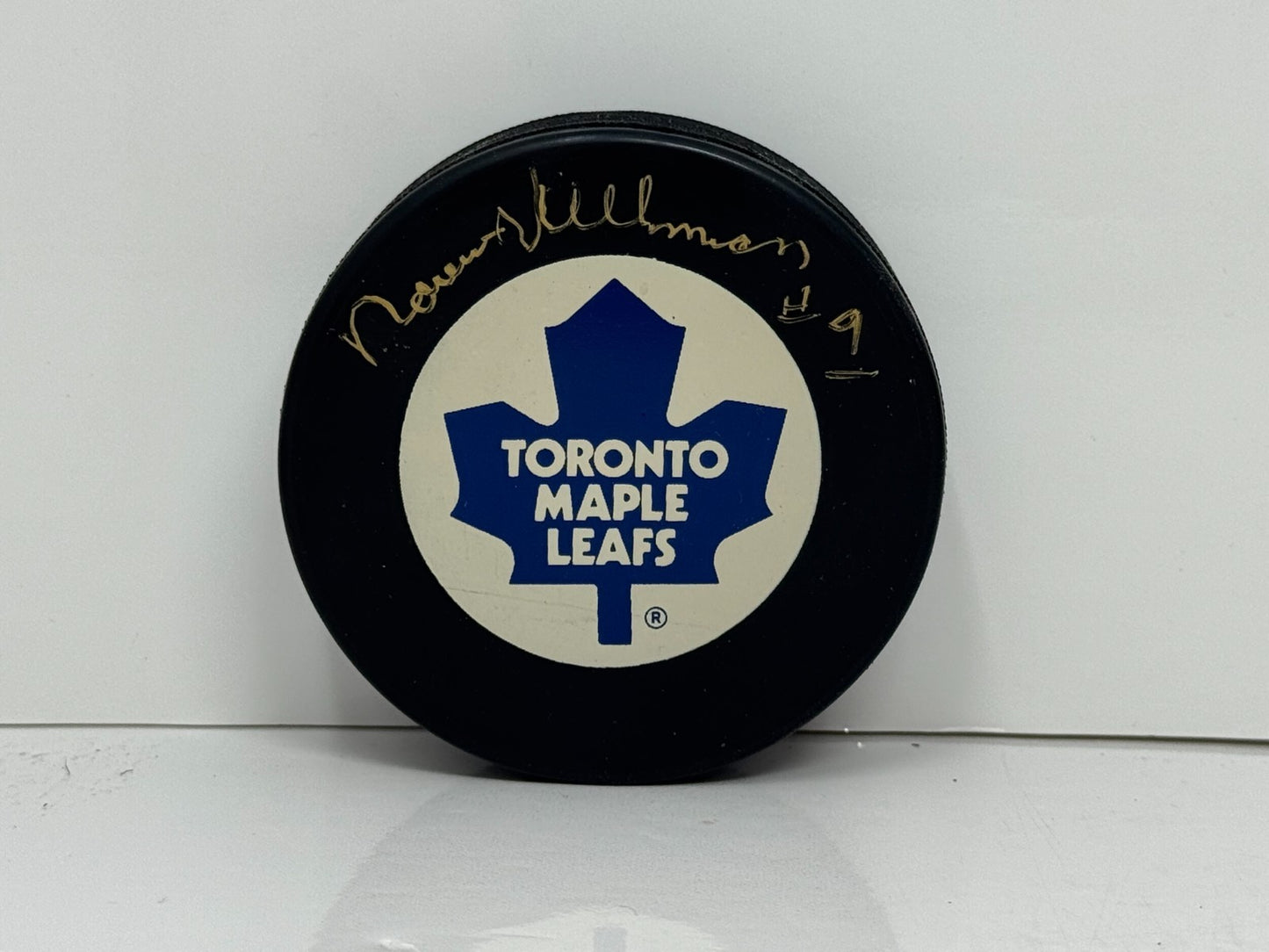 Norm Ullman Toronto Maple Leafs Signed NHL Autograph Puck Gold Auto