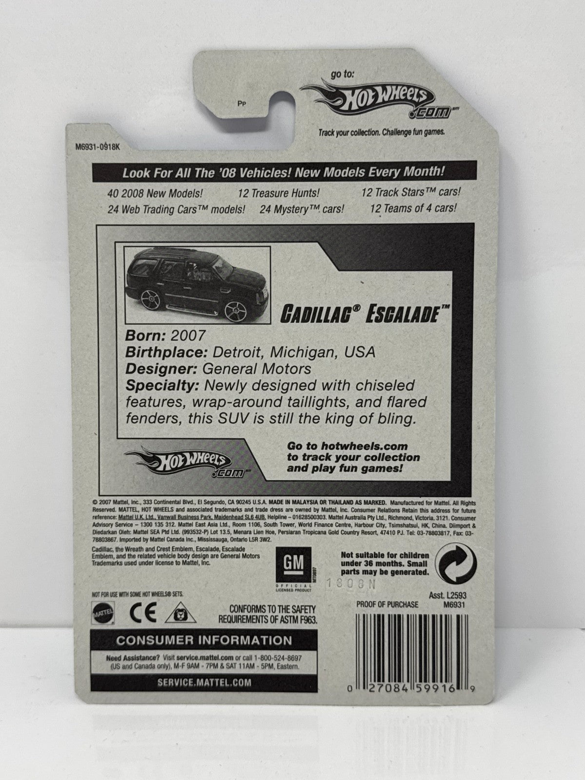 Hot Wheels All Stars Cadillac Escalade 1:64 Diecast Factory Sealed V2