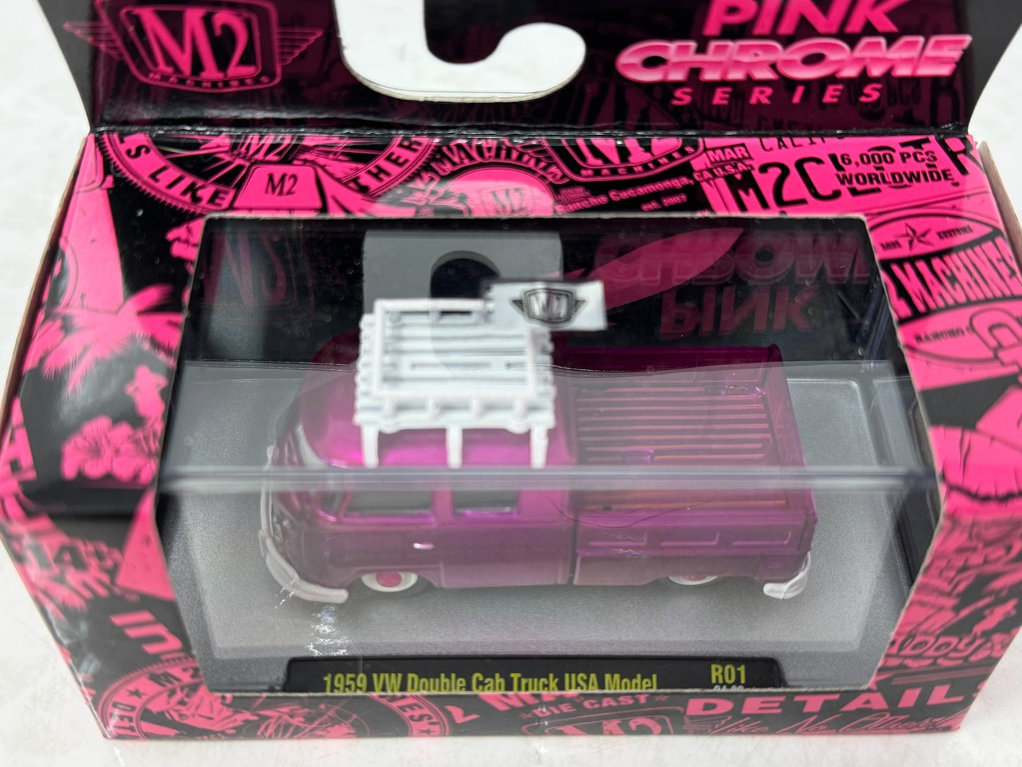 M2 Machines Pink Chrome Series 1959 Volkswagen Double Cab Truck 1:64 Diecast