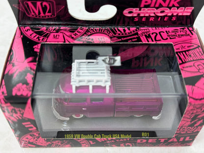 M2 Machines Pink Chrome Series 1959 Volkswagen Double Cab Truck 1:64 Diecast