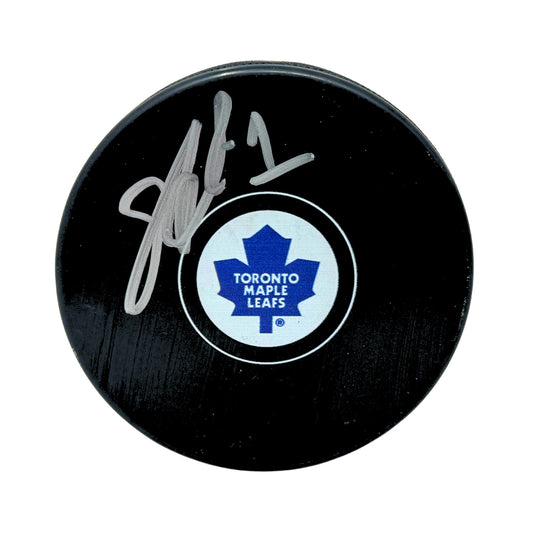 Jhonas Enroth Toronto Maple Leafs Signed NHL Autograph Puck Silver Auto