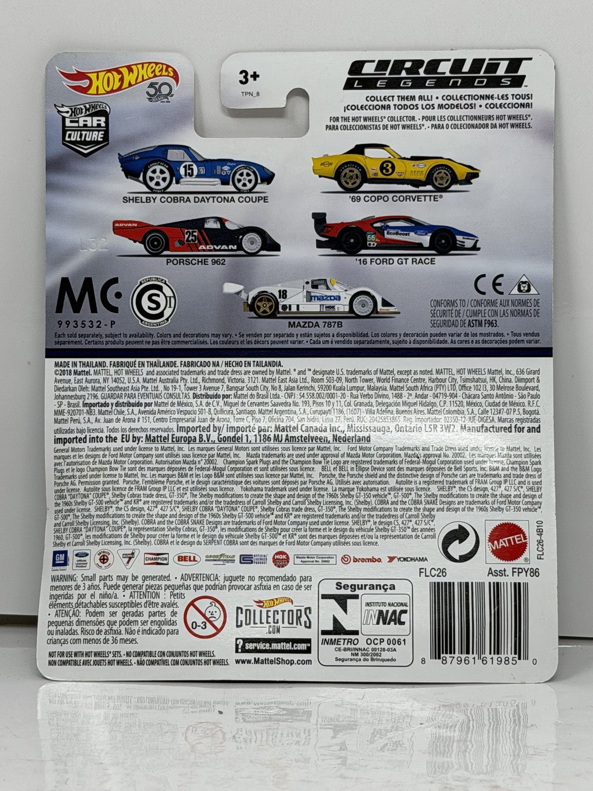 Hot Wheels Circuit Legends 2016 Ford GT Race 1:64 Diecast Real Riders