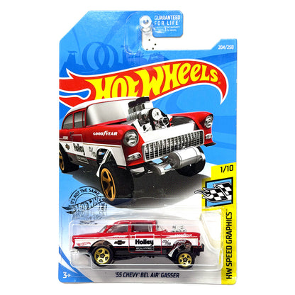 Hot Wheels HW Speed Graphics 1955 Chevy Bel Air Gasser Red 1:64 Diecast US Card