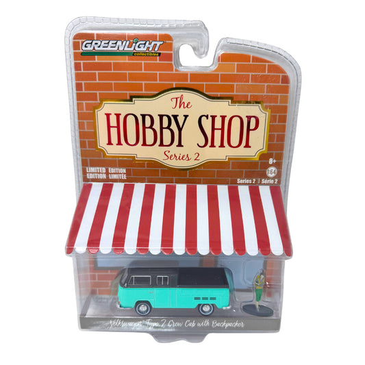 Greenlight The Hobby Shop Volkswagen Type 2 Crew Cab w/ Backpacker 1:64 Diecast