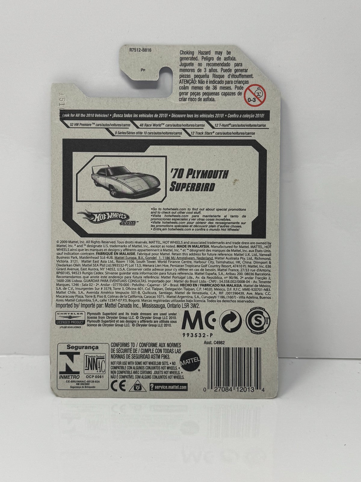 Hot Wheels Muscle Mania 1970 Plymouth Superbird 1:64 Diecast White Yellow