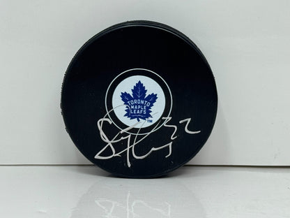 Steve Thomas Toronto Maple Leafs Signed NHL Autograph Puck Silver Auto