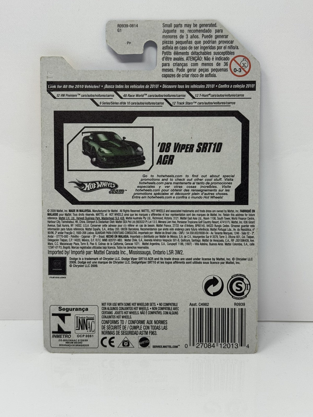 Hot Wheels Premiere 2008 Dodge Viper SRT10 ACR 1:64 Diecast Red