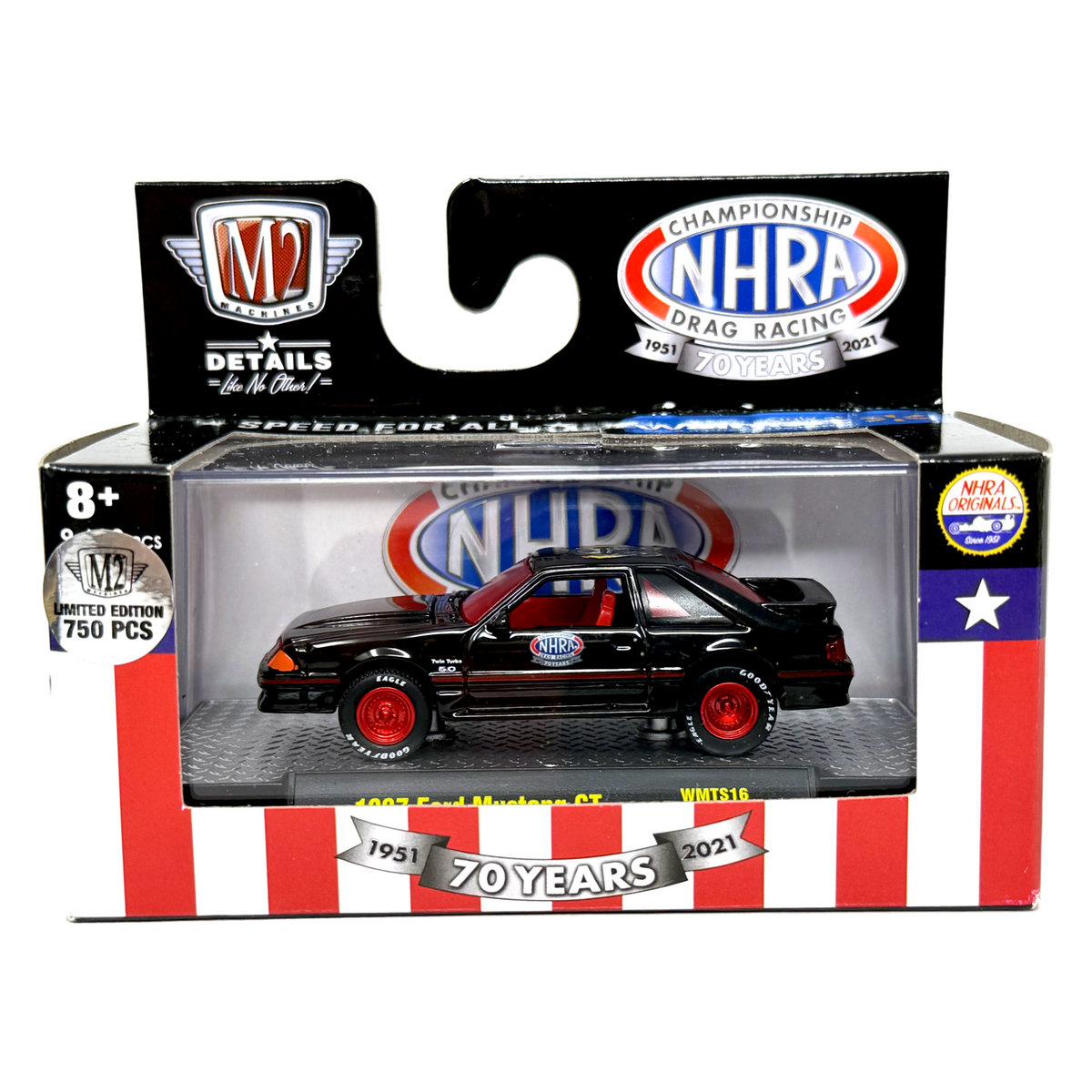 M2 Machines NHRA 70 Years 1987 Ford Mustang GT CHASE 1:64 Diecast