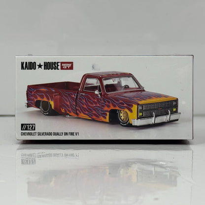 Kaido House Chevrolet Silverado Dually On Fire V1 1:64 Diecast