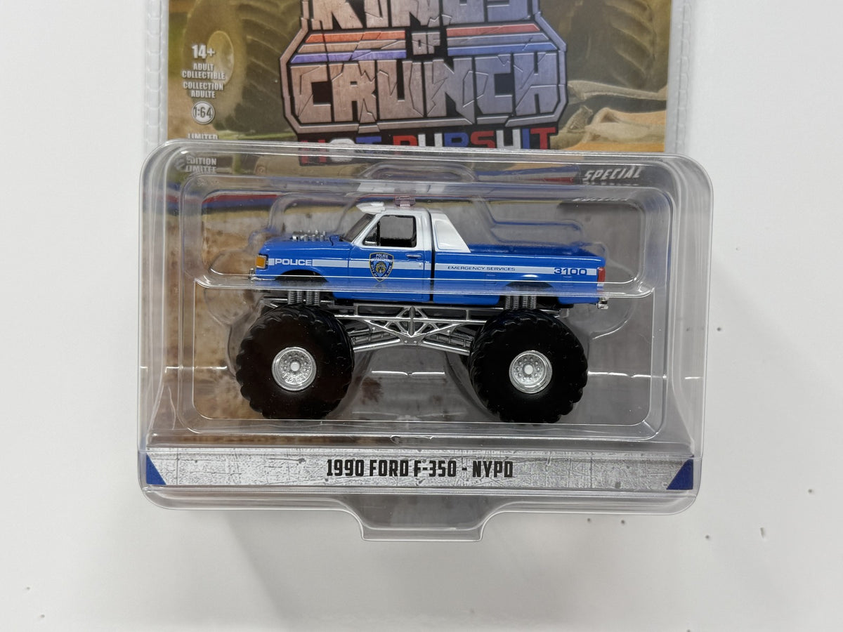 Greenlight Kings of Crunch Hot Pursuit 1990 Ford F-350 NYPD 1:64 Diecast