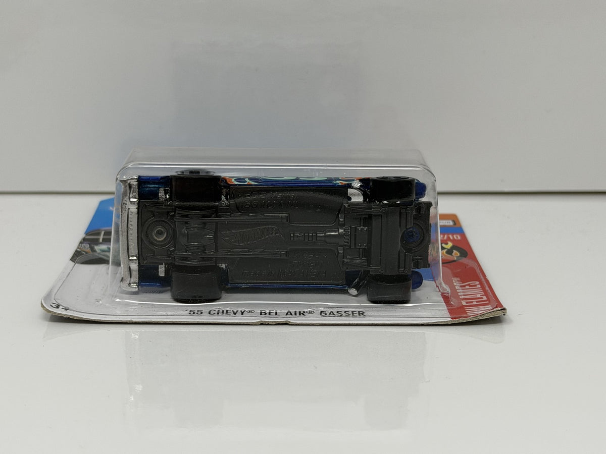 Hot Wheels HW Flames 1955 Chevy Bel Air Gasser Blue 1:64 Diecast Short Card