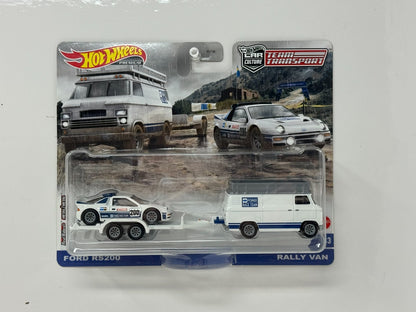 Hot Wheels Premium Team Transport #33 Ford RS200 & Rally Van 1:64 Diecast