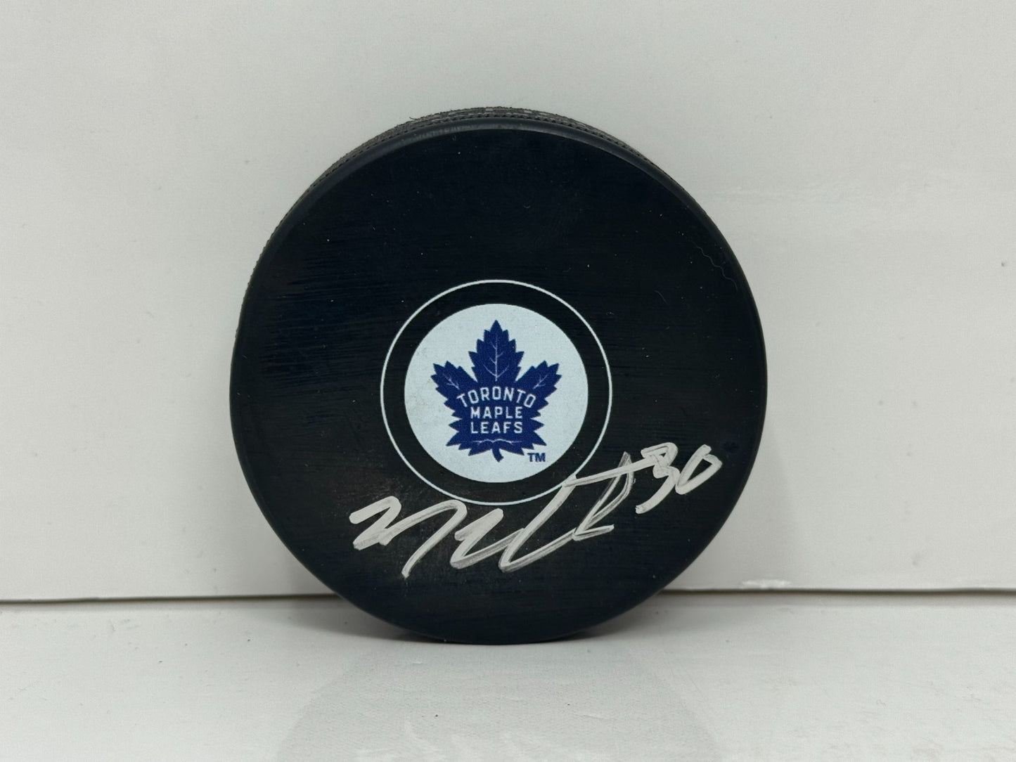 Michael Hutchinson Toronto Maple Leafs Signed NHL Autograph Puck Silver Auto