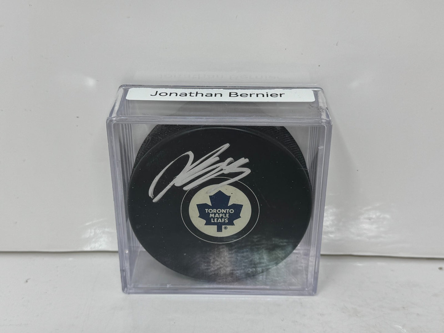 Jonathan Bernier Toronto Maple Leafs Signed NHL Autograph Puck Silver Auto