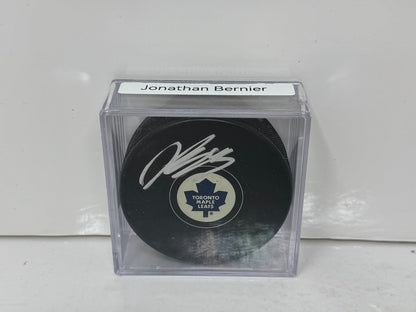 Jonathan Bernier Toronto Maple Leafs Signed NHL Autograph Puck Silver Auto