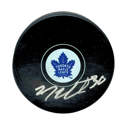 Michael Hutchinson Toronto Maple Leafs Signed NHL Autograph Puck Silver Auto