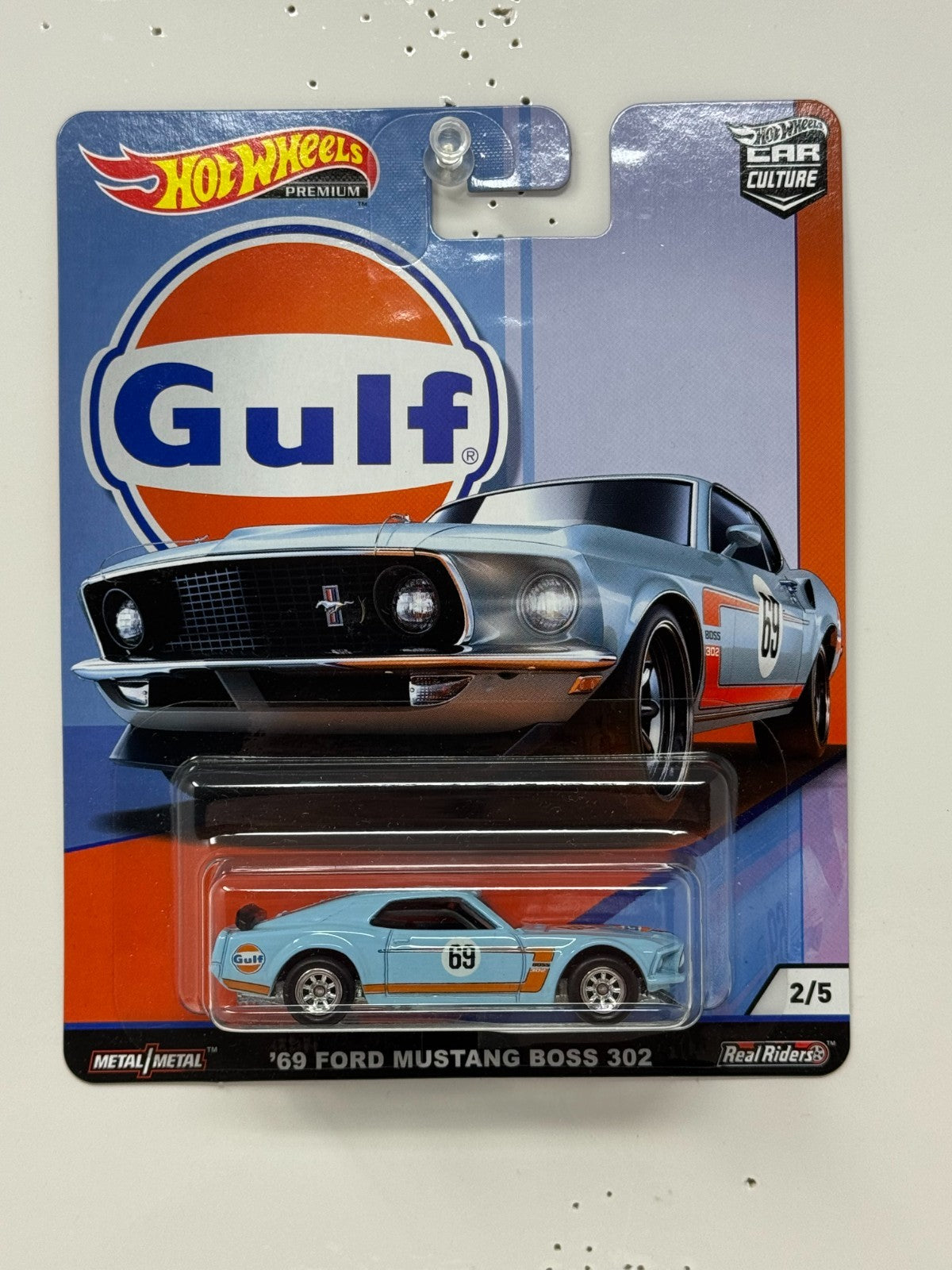 Hot Wheels Premium Gulf 1969 Ford Mustang Boss 302 1:64 Diecast