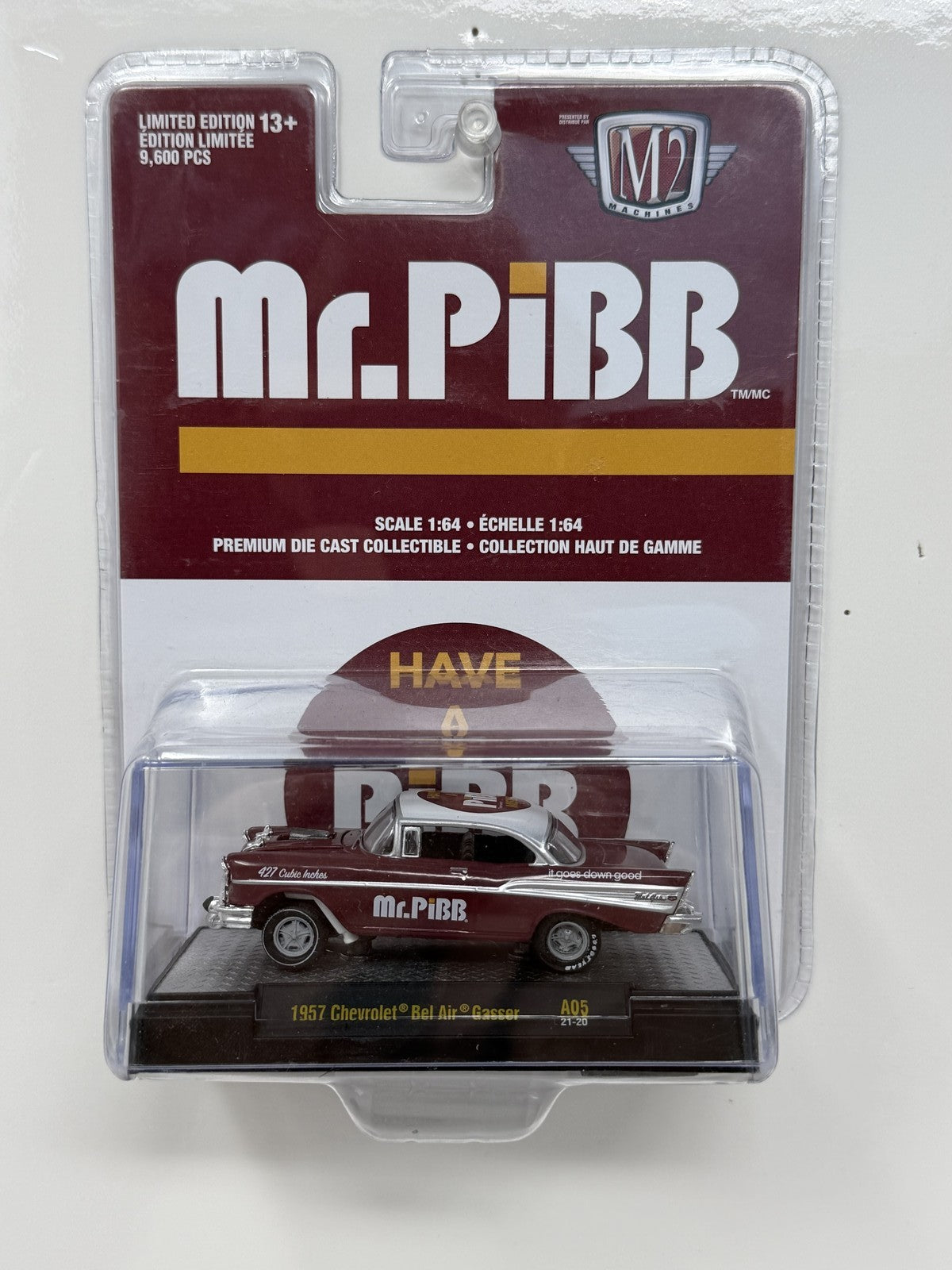 M2 Machines Mr. Pibb 1957 Chevrolet Bel Air Gasser 1:64 Diecast