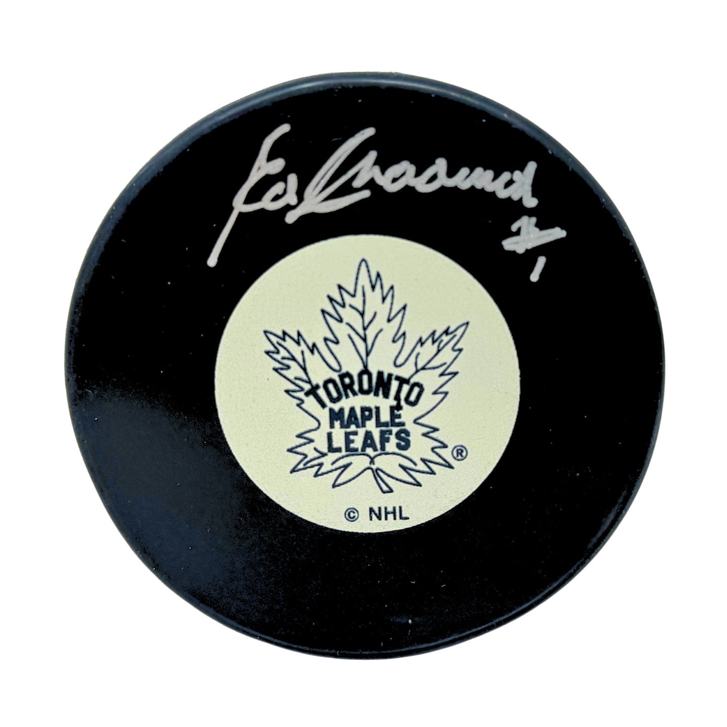 Ed Chadwick Toronto Maple Leafs Signed NHL Autograph Puck Silver Auto
