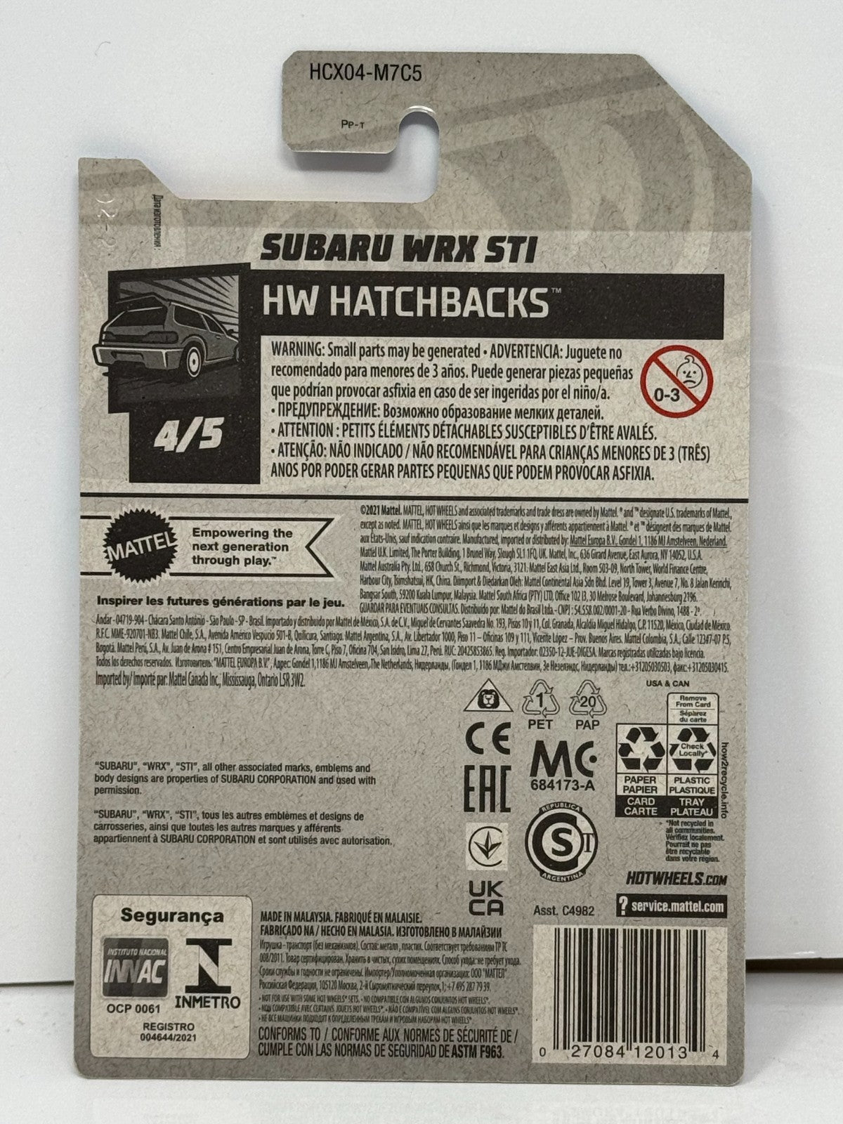 Hot Wheels Hatchbacks Subaru WRX STi JDM 1:64 Diecast