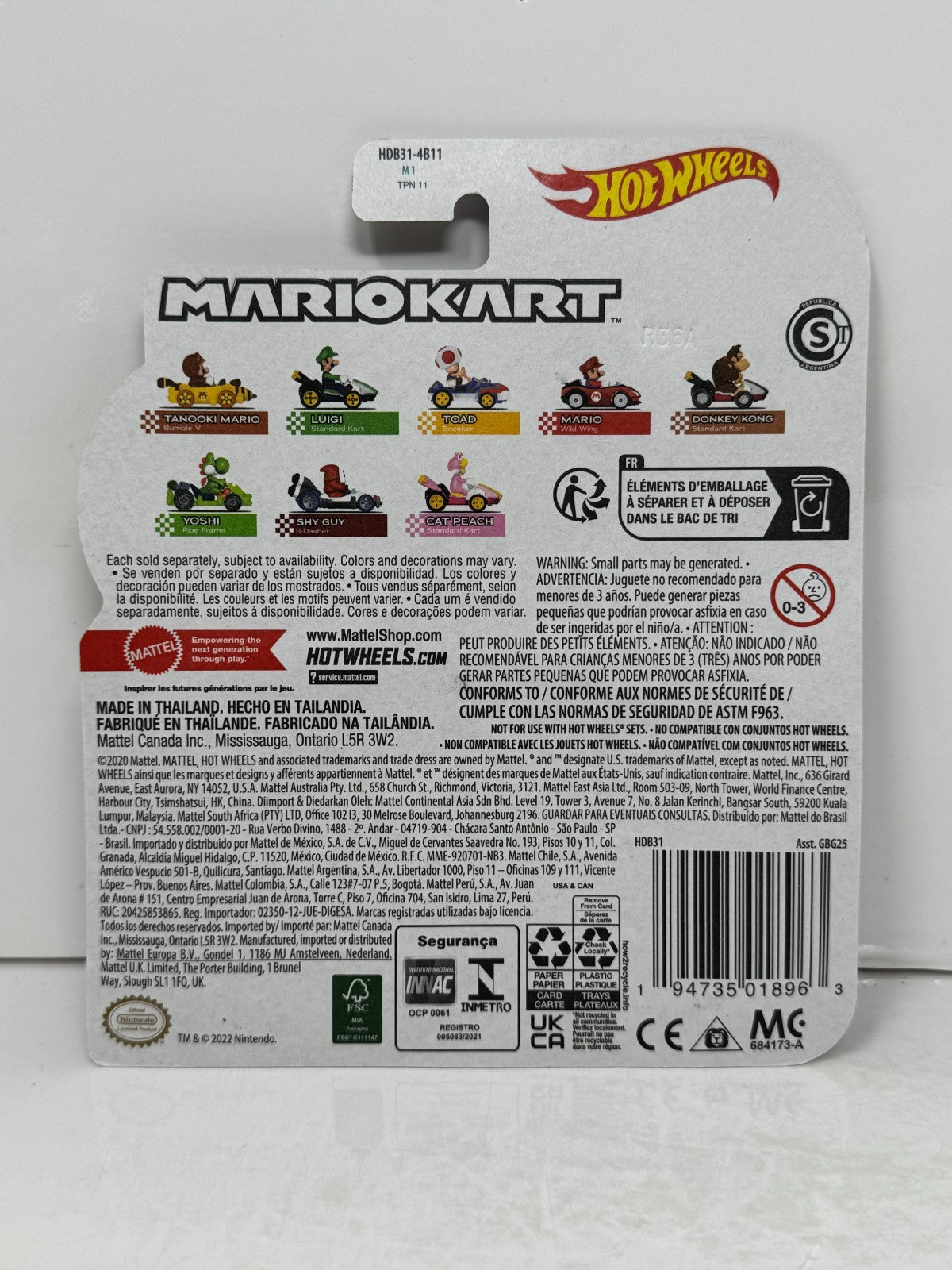 Hot Wheels Mario Kart Tanooki Mario Bumble V 1:64 Diecast