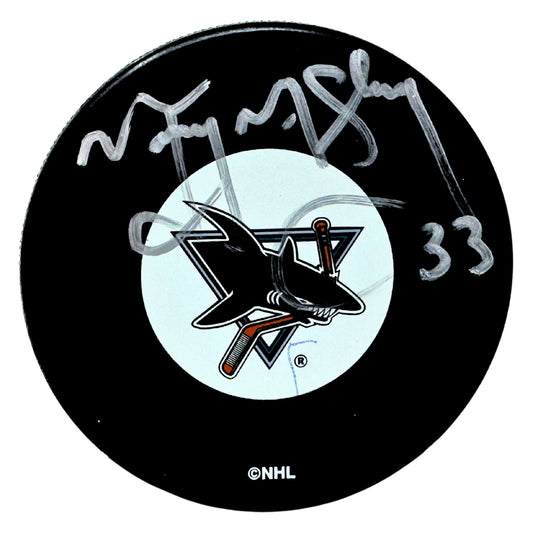 Marty McSorley San Jose Sharks Signed NHL Autograph Puck Silver Auto