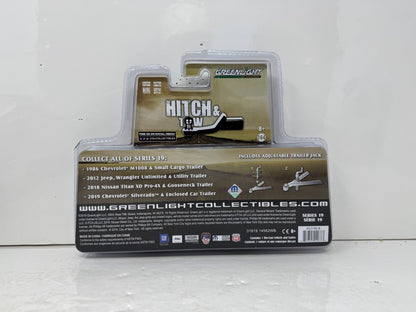 Greenlight Hitch & Tow 2012 Jeep Wrangler & Utility Trailer CHASE 1:64 Diecast