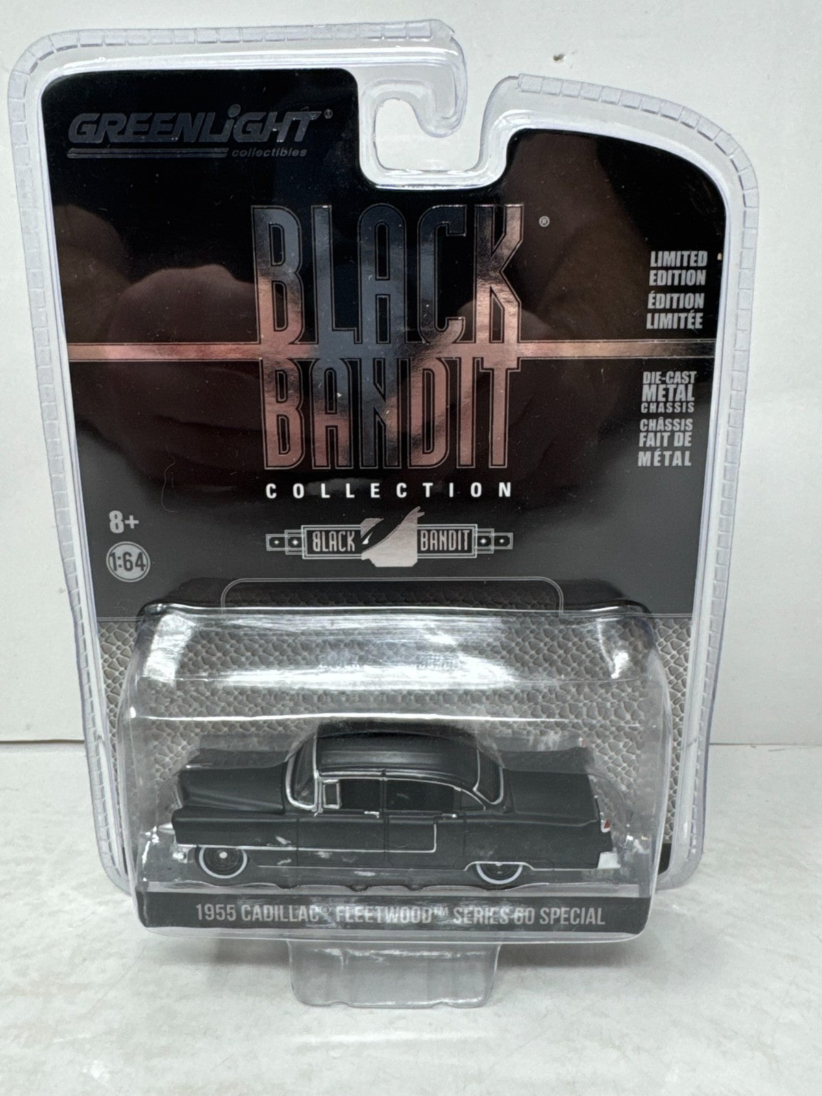 Greenlight Black Bandit 1955 Cadillac Fleetwood Series 60 Special 1:64 Diecast