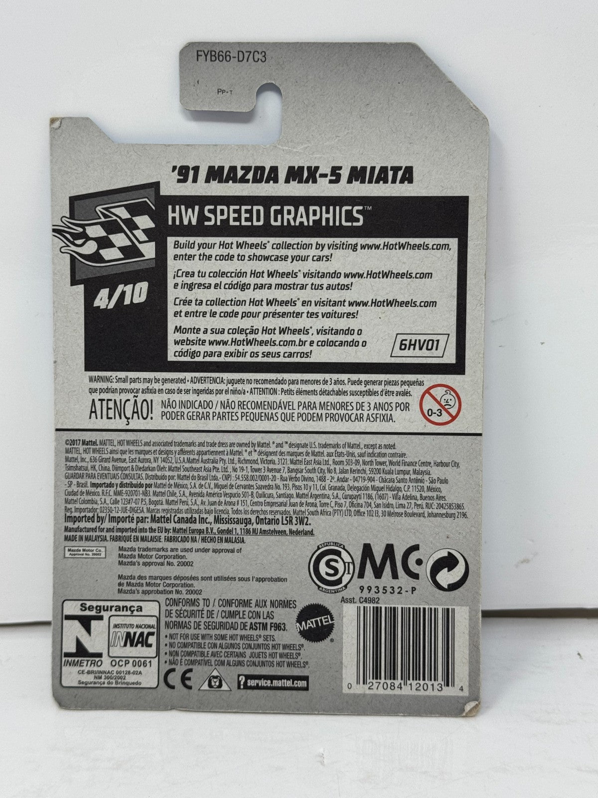 Hot Wheels Speed Graphics 1991 Mazda MX-5 Miata 1:64 Diecast
