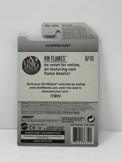 Hot Wheels Flames 1968 Dodge Dart 1:64 Diecast Orange