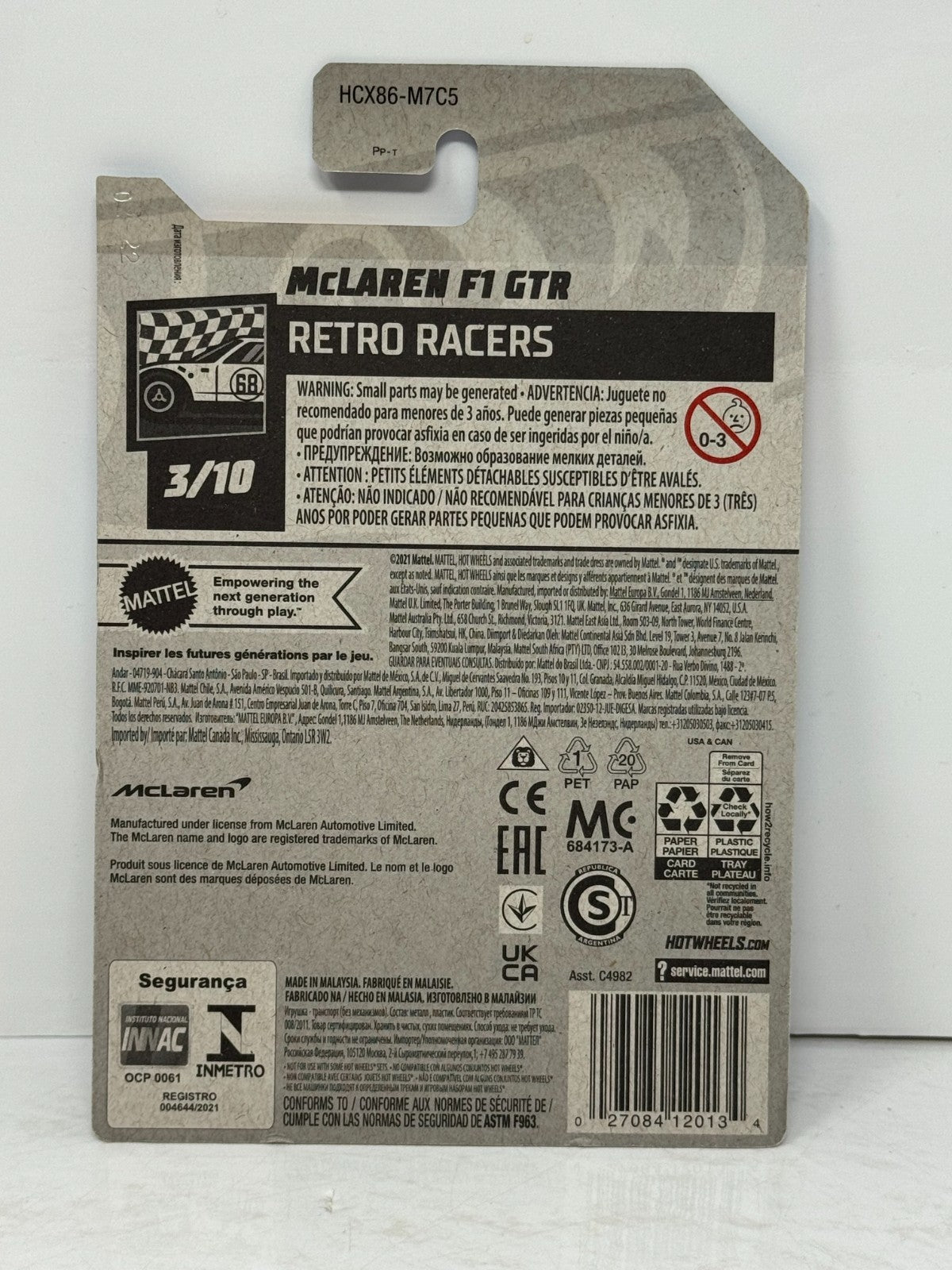 Hot Wheels Retro Racers McLaren F1 GTR 1:64 Diecast Silver