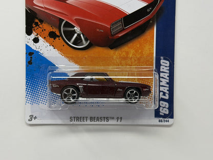 Hot Wheels Street Beasts 1969 Chevrolet Camaro 1:64 Diecast Burgundy