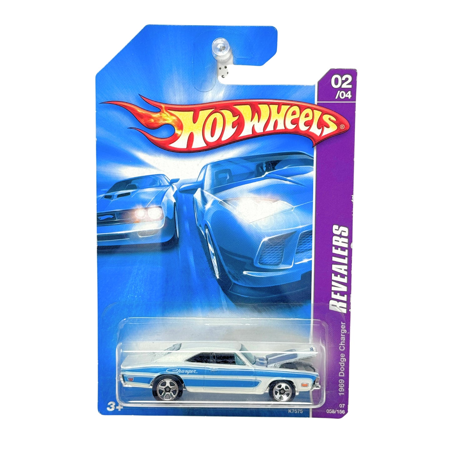 Hot Wheels Revealers 1969 Dodge Charger 1:64 Diecast White Blue
