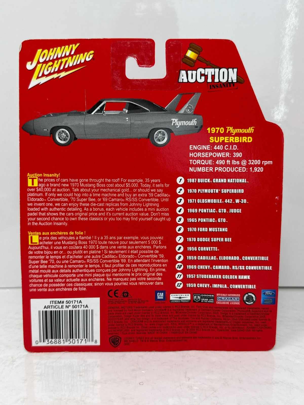 Johnny Lightning Auction Insanity 1970 Plymouth Superbird 1:64 Diecast