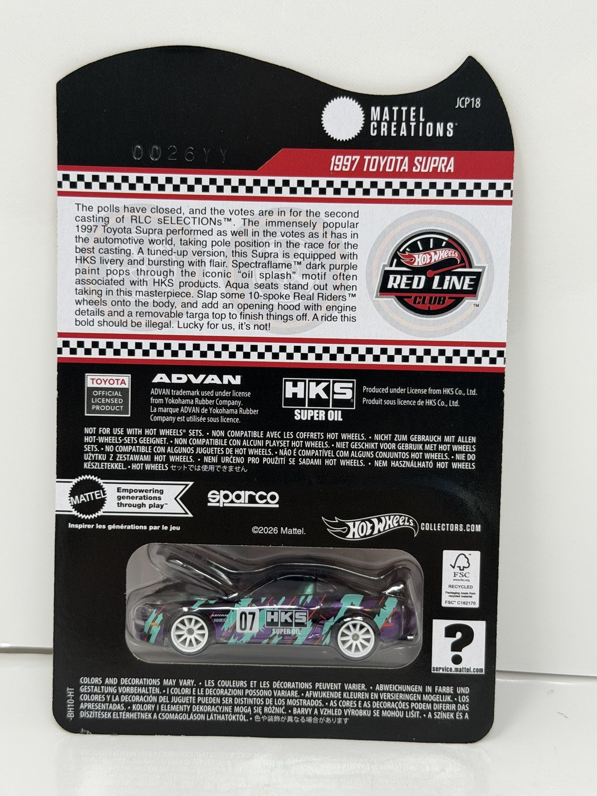 Hot Wheels RLC Red Line Club 2023 Selections 1997 Toyota Supra HKS 1:64 Diecast