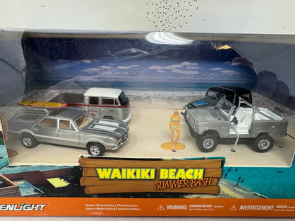 Greenlight Diorama Waikiki Beach Summer Bash Set RAW CHASE 1:64 Diecast