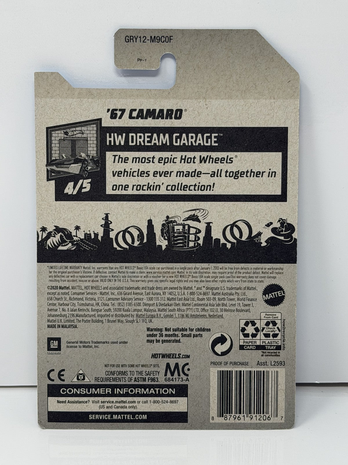Hot Wheels HW Dream Garage 1967 Chevrolet Camaro 1:64 Diecast White