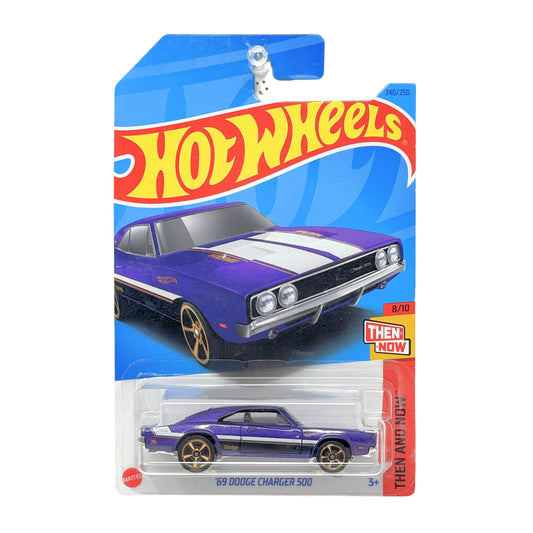 Hot Wheels Then and Now 1969 Dodge Charger 500 1:64 Diecast Purple