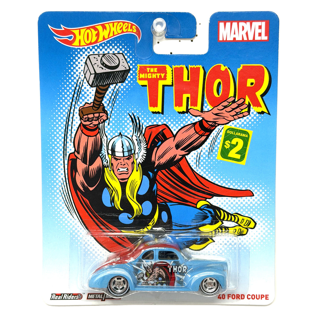 Hot Wheels Marvel Thor 1940 Ford Coupe 1:64 Diecast Real Riders