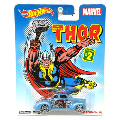 Hot Wheels Marvel Thor 1940 Ford Coupe 1:64 Diecast Real Riders