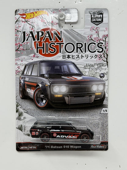 Hot Wheels Japan Historics 1971 Datsun 510 Wagon 1:64 Diecast Real Riders