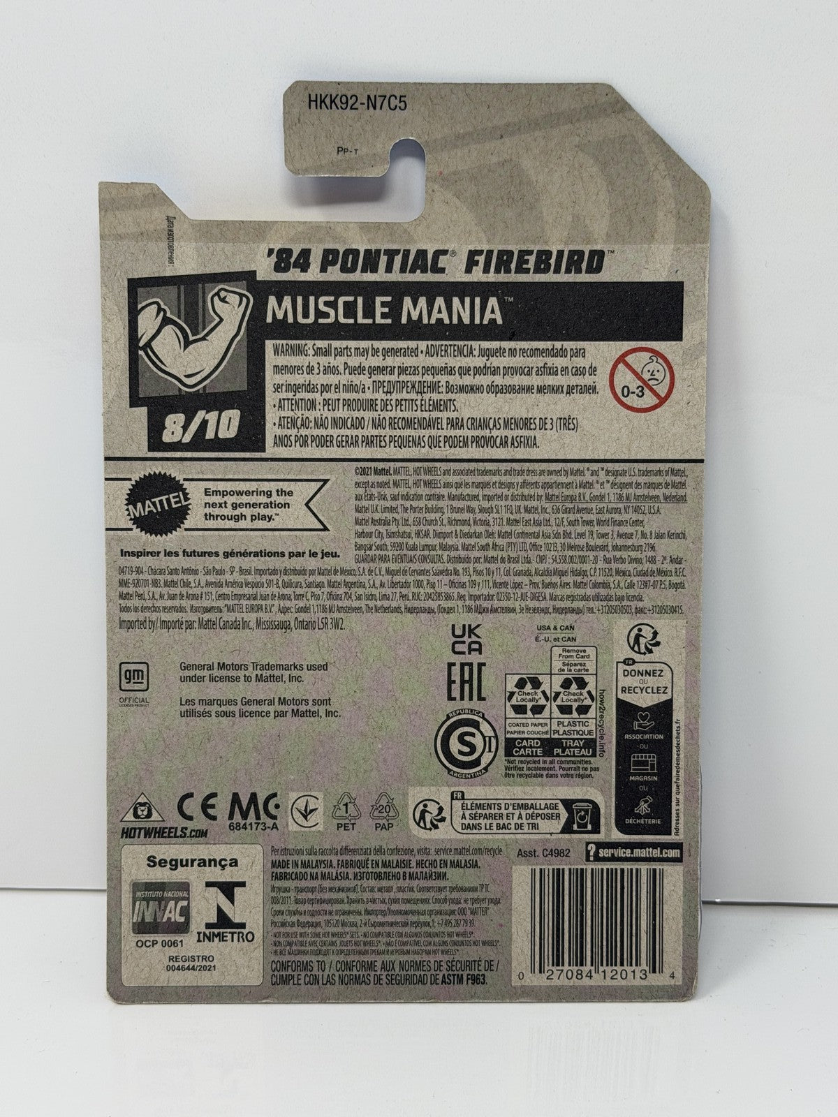 Hot Wheels Muscle Mania 1984 Pontiac Firebird 1:64 Diecast White