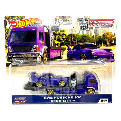 Hot Wheels Premium Team Transport #17 RWB Porsche 930 & Aero Lift 1:64 Diecast