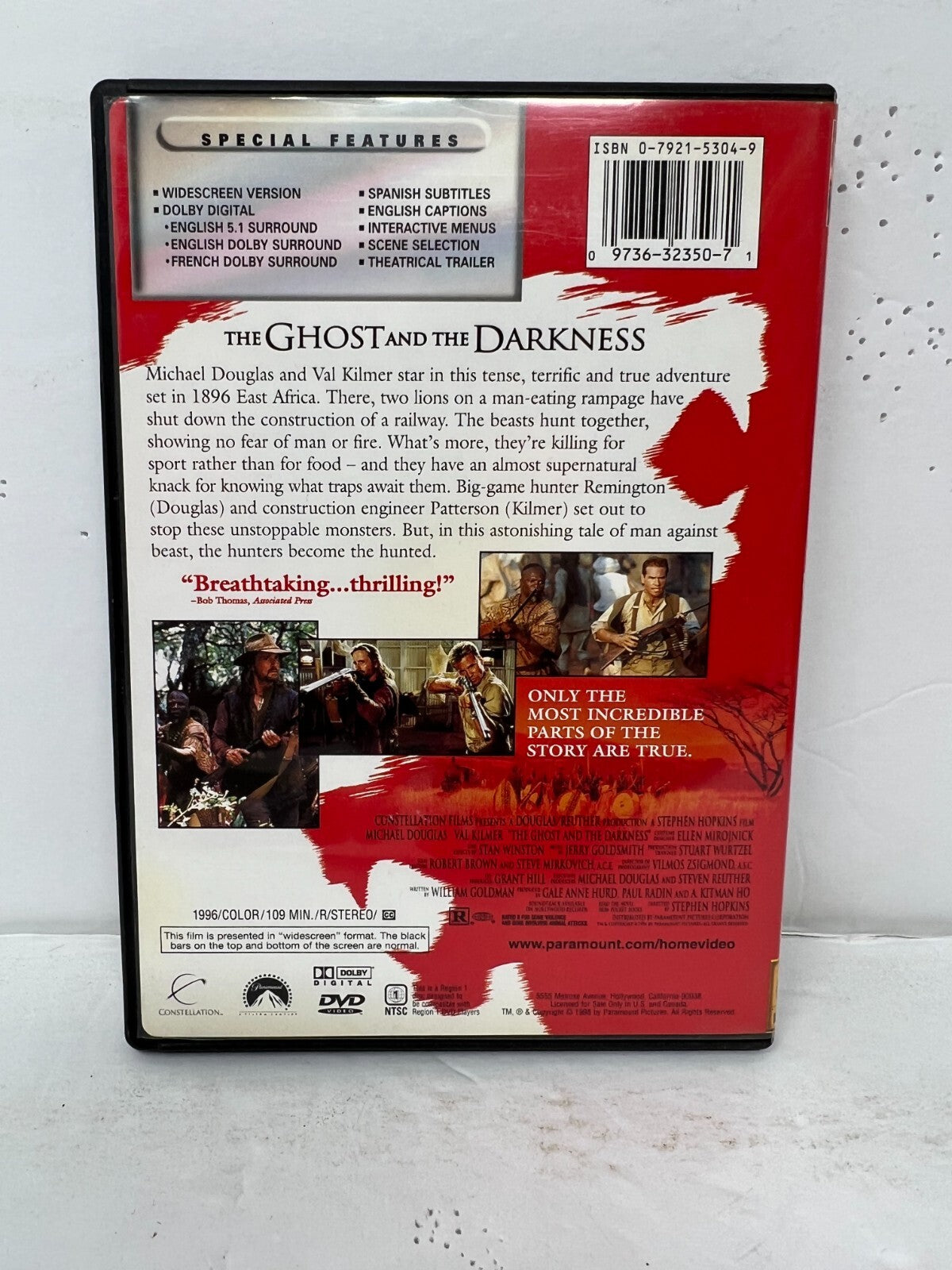 The Ghost and the Darkness (DVD) Adventure Good Condition!!!