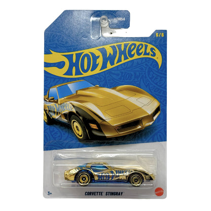 Hot Wheels 58th Anniversary Blue & Gold Chevrolet Corvette CHASE 1:64 Diecast