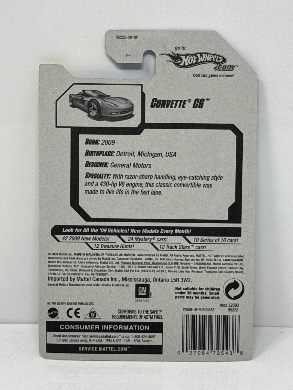 Hot Wheels New Models Chevy Corvette C6 Convertible 1:64 Diecast Factory Sealed