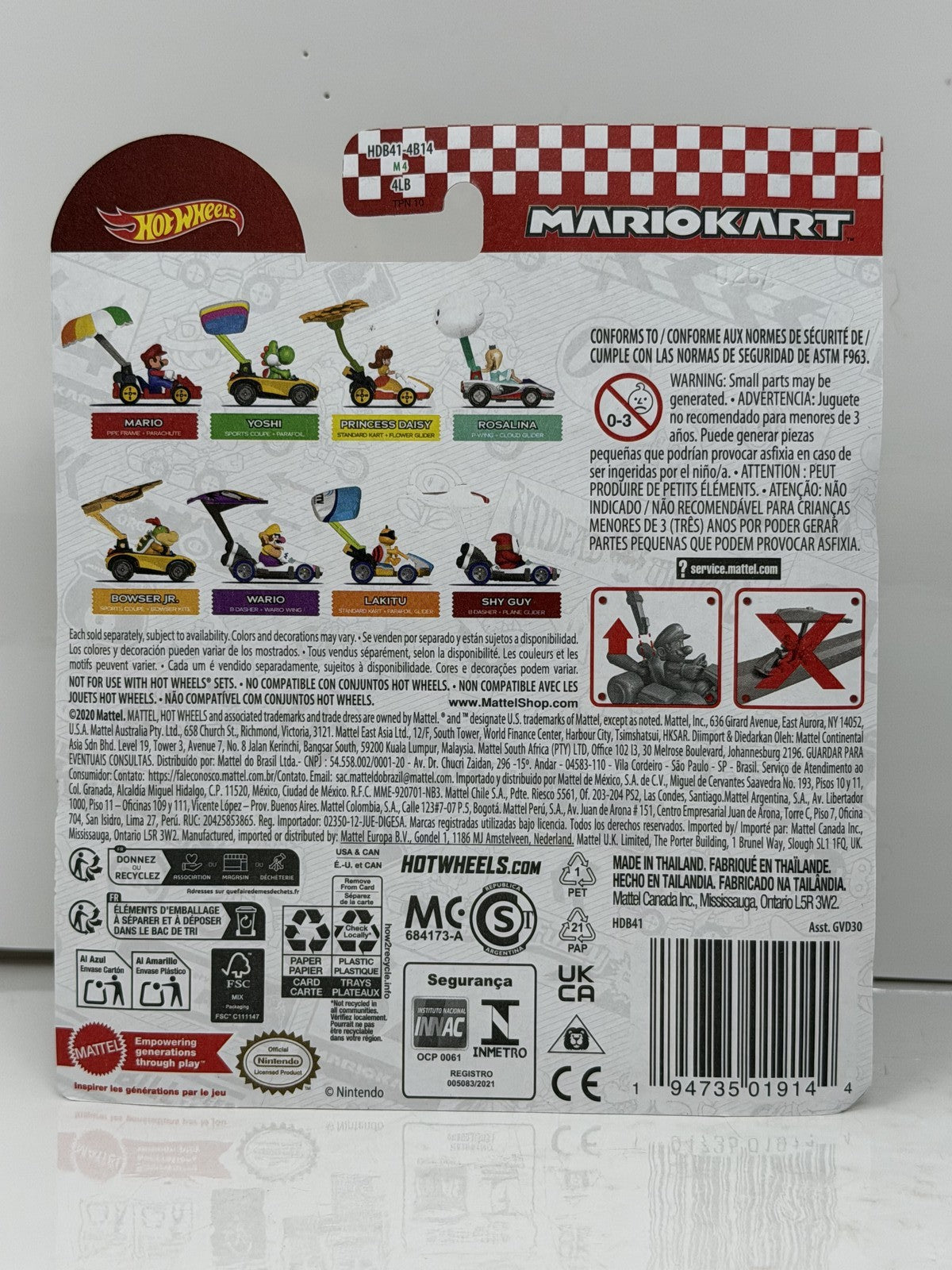 Hot Wheels Mario Kart Princess Daisy Standard Kart Flower Glider 1:64 Diecast