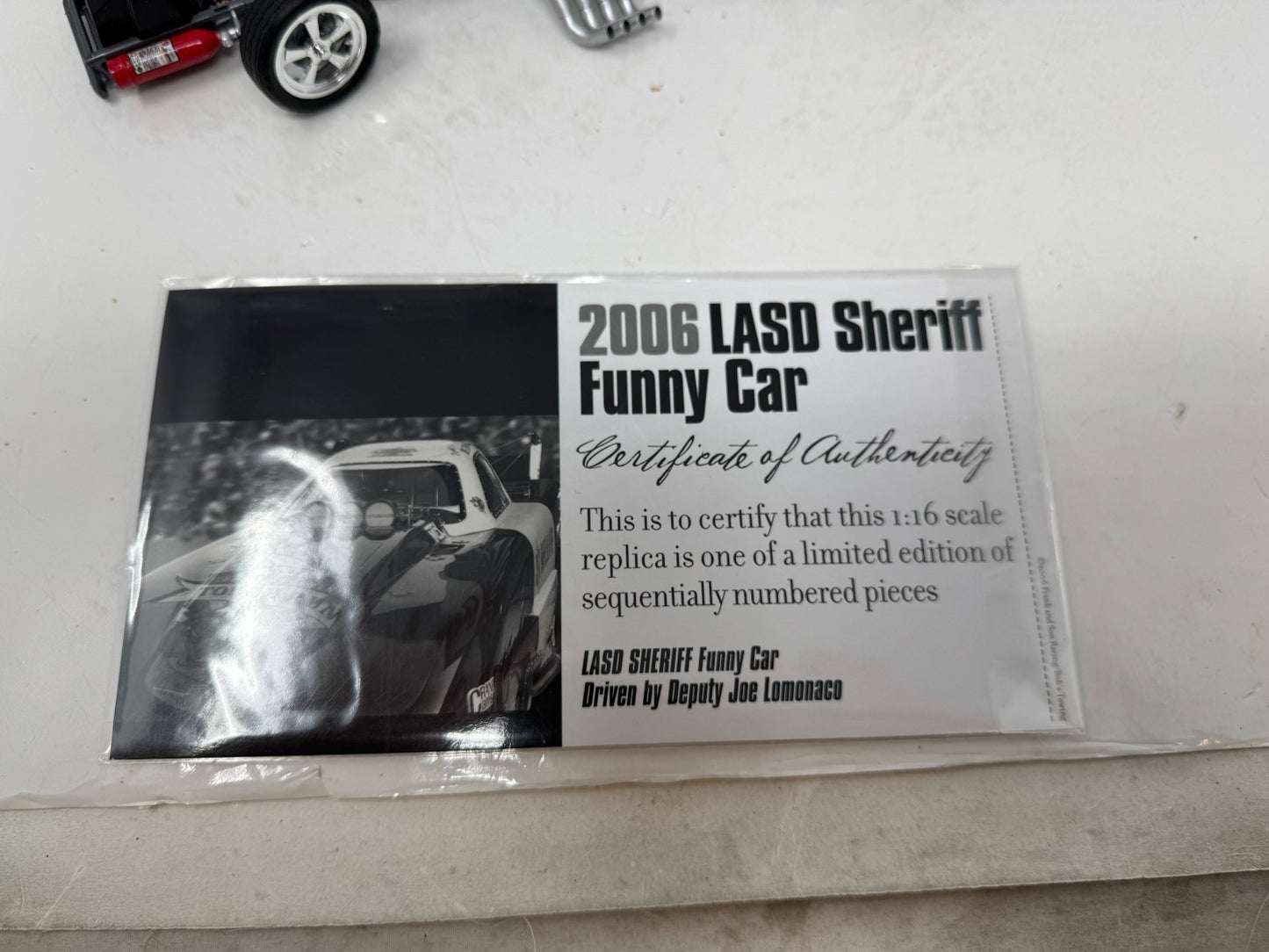Milestone Joe Lomonaco NHRA LASD Los Angeles County Sheriff Funny Car 1:16 Scale