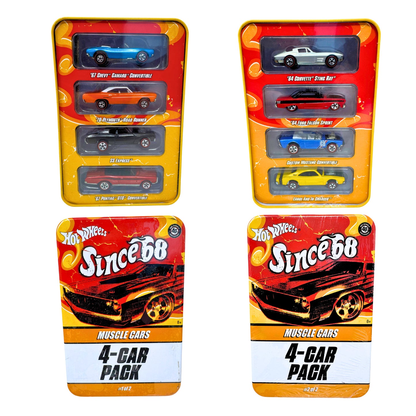 Hot Wheels Since '68 Muscle Cars 4-Car Pack #1 & 2 1:64 Diecast