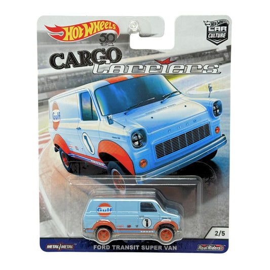 Hot Wheels Premium Cargo Carriers Ford Transit Super Van Gulf 1:64 Diecast